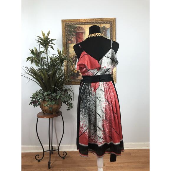 BCBG Women Dress Sz 6 A-Line Pullover Barbiecore Sleeveless Ruffle Neck Y2K Boho - Picture 4 of 9